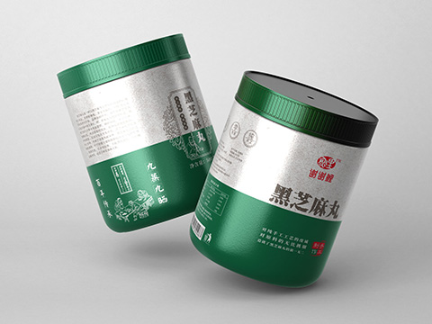 黑芝麻丸绿色塑罐包装设计